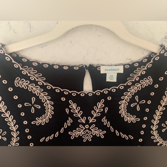 Sundance Vivienne Life Black Eyelet Dress Red Pink Embroidery Women's Size P8 - Picture 15 of 17